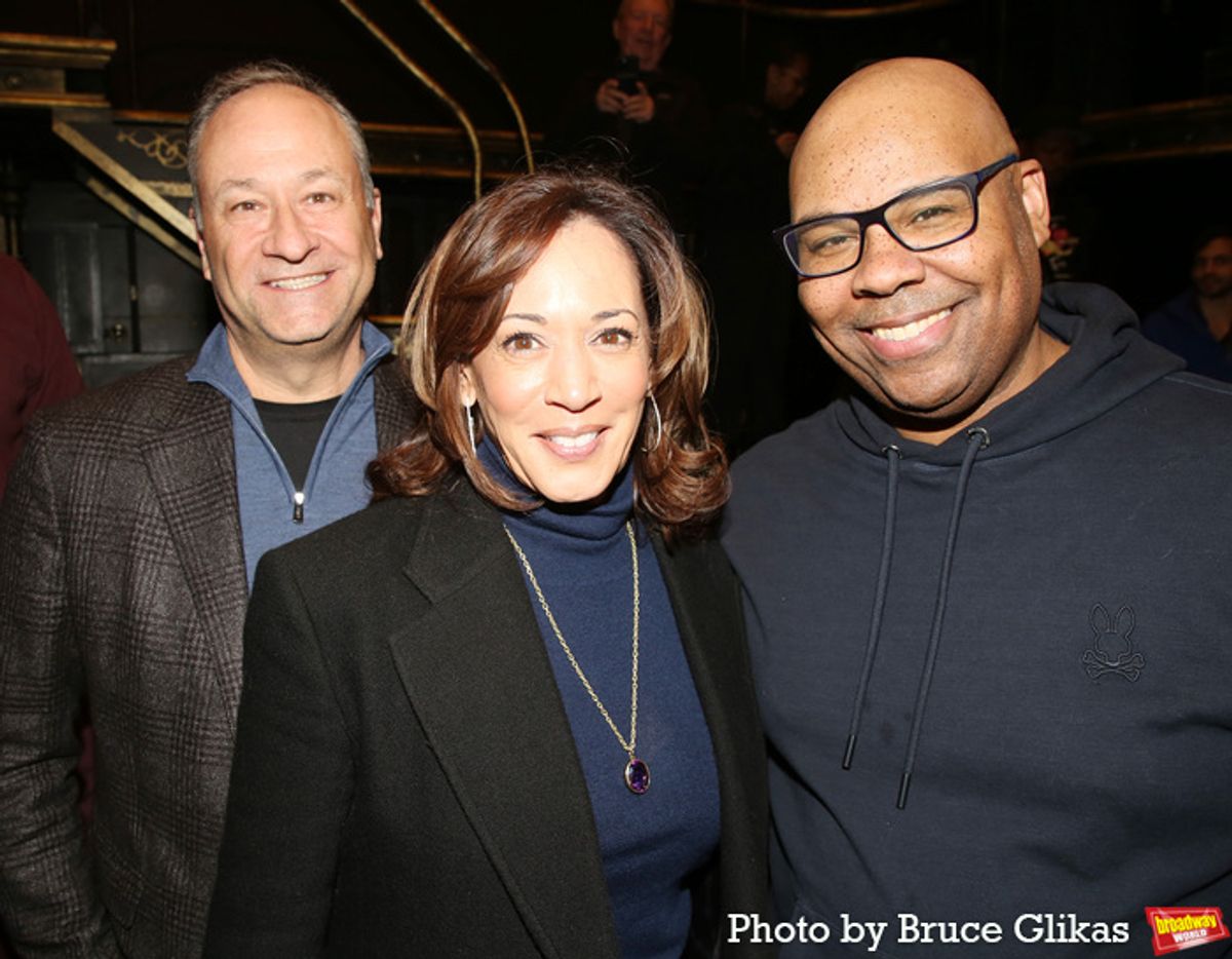 Douglas Emhoff, Kamala Harris, and James Monroe Iglehart at 
