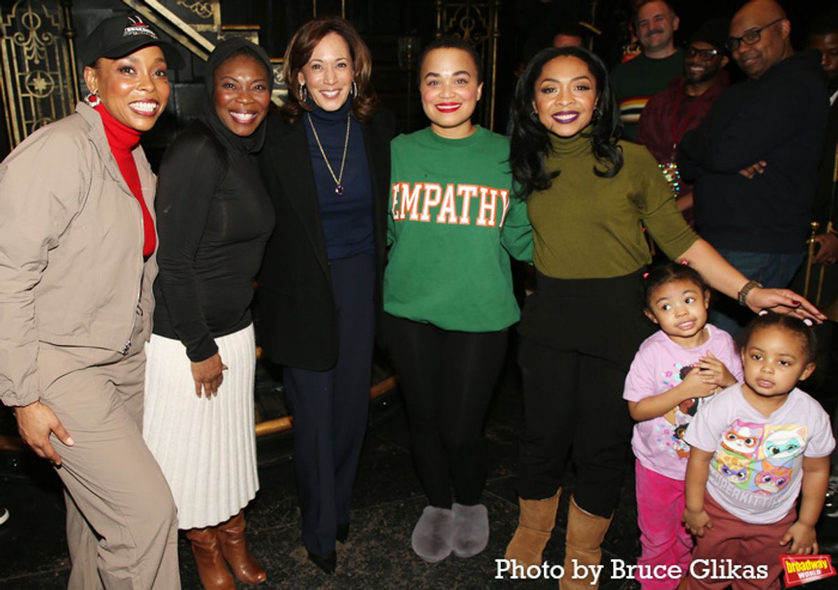 Dionne Figgins, Darlesia Cearcy, Kamala Harris, Kim Exum, Jennie Harney- Fleming, Ella Fleming and Olivia Fleming at 