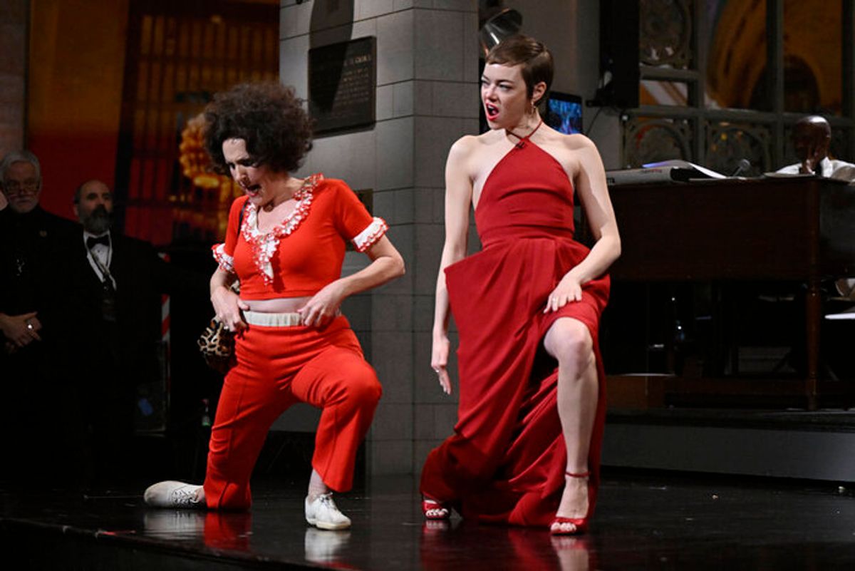 Molly Shannon and Emma Stone at 