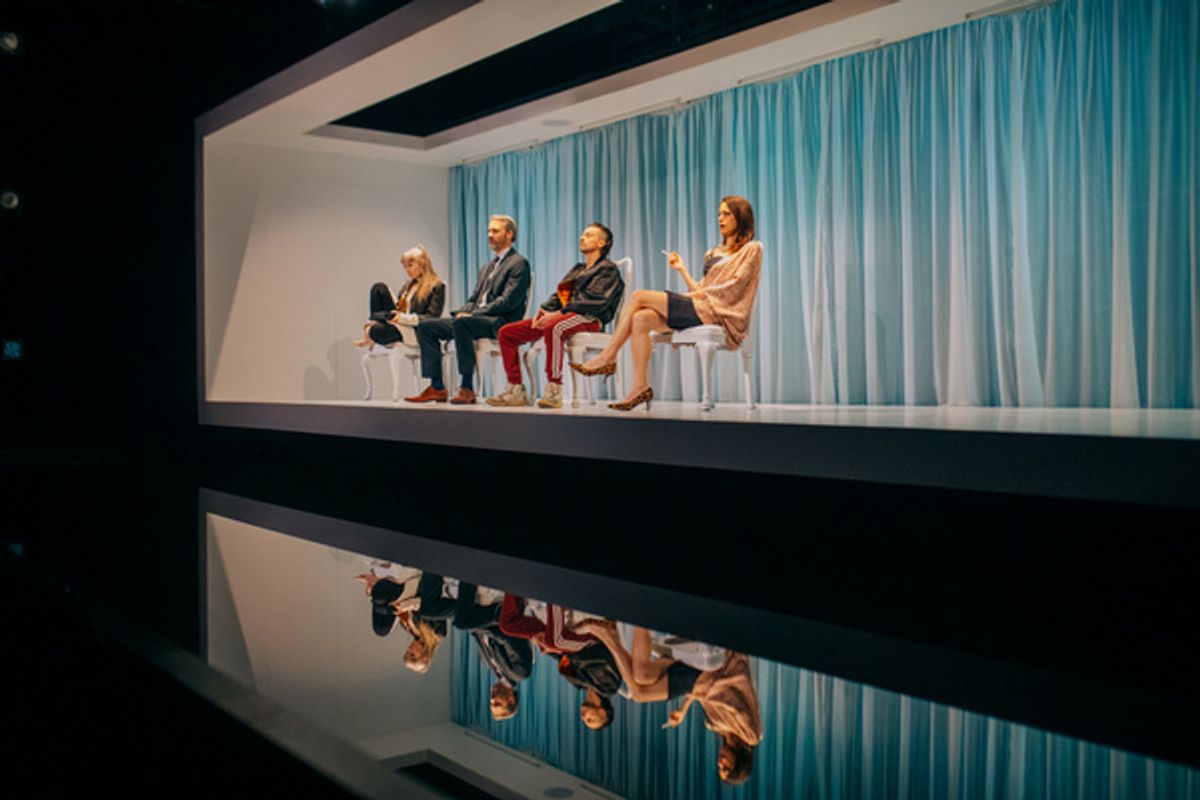 CRAVE: SET DESIGN by Jennifer Zeyl,  LIGHTING DESIGN by Jessica Trundy, COSTUME DESIGN by Heidi Zamora. Photo by Joe Moore at 