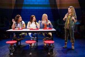Kristen Amanda Smith (Gretchen Wieners), Maya Petropoulos (Regina George),
MaryRose Brendel (Karen Smith) and Katie Yeomans (Cady Heron) @ BroadwayWorld Kristen Amanda Smith (Gretchen Wieners), Maya Petropoulos (Regina George),
MaryRose B Photo