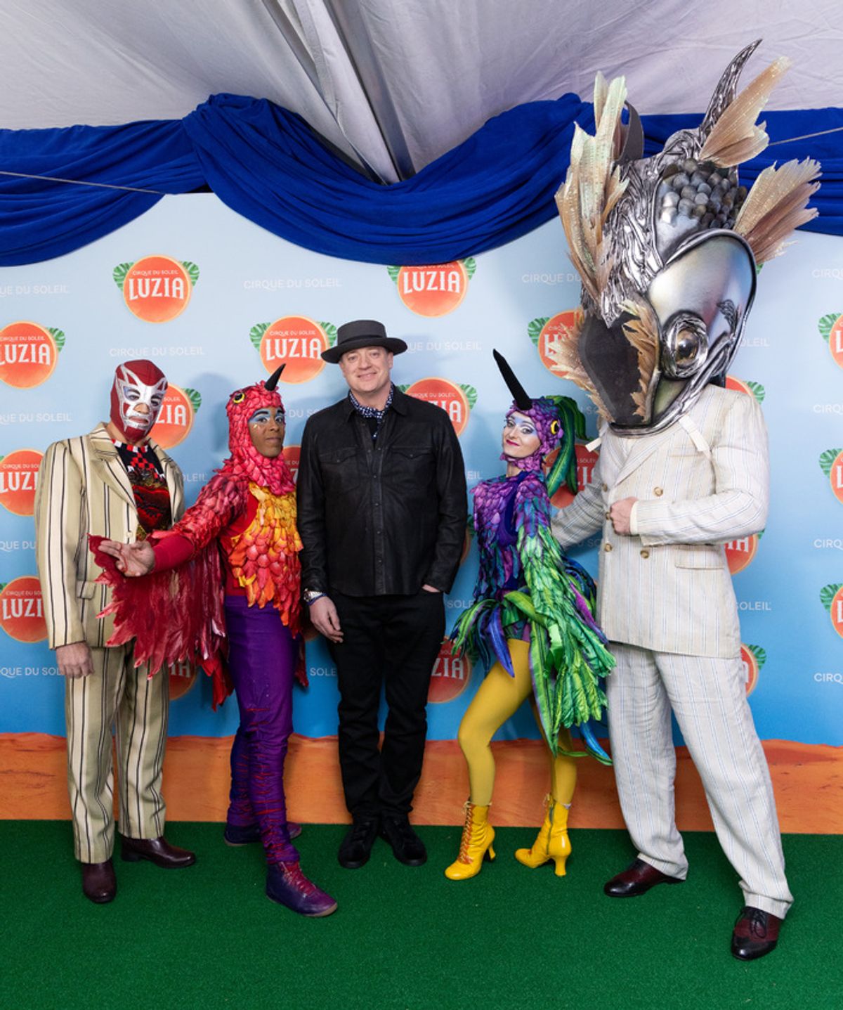 Brendan Fraser and Cirque performers at 