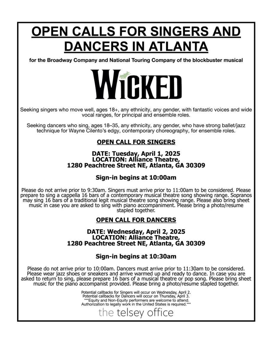 WICKED Will Hold Atlanta Open Call for Broadway & Tour Companies Image