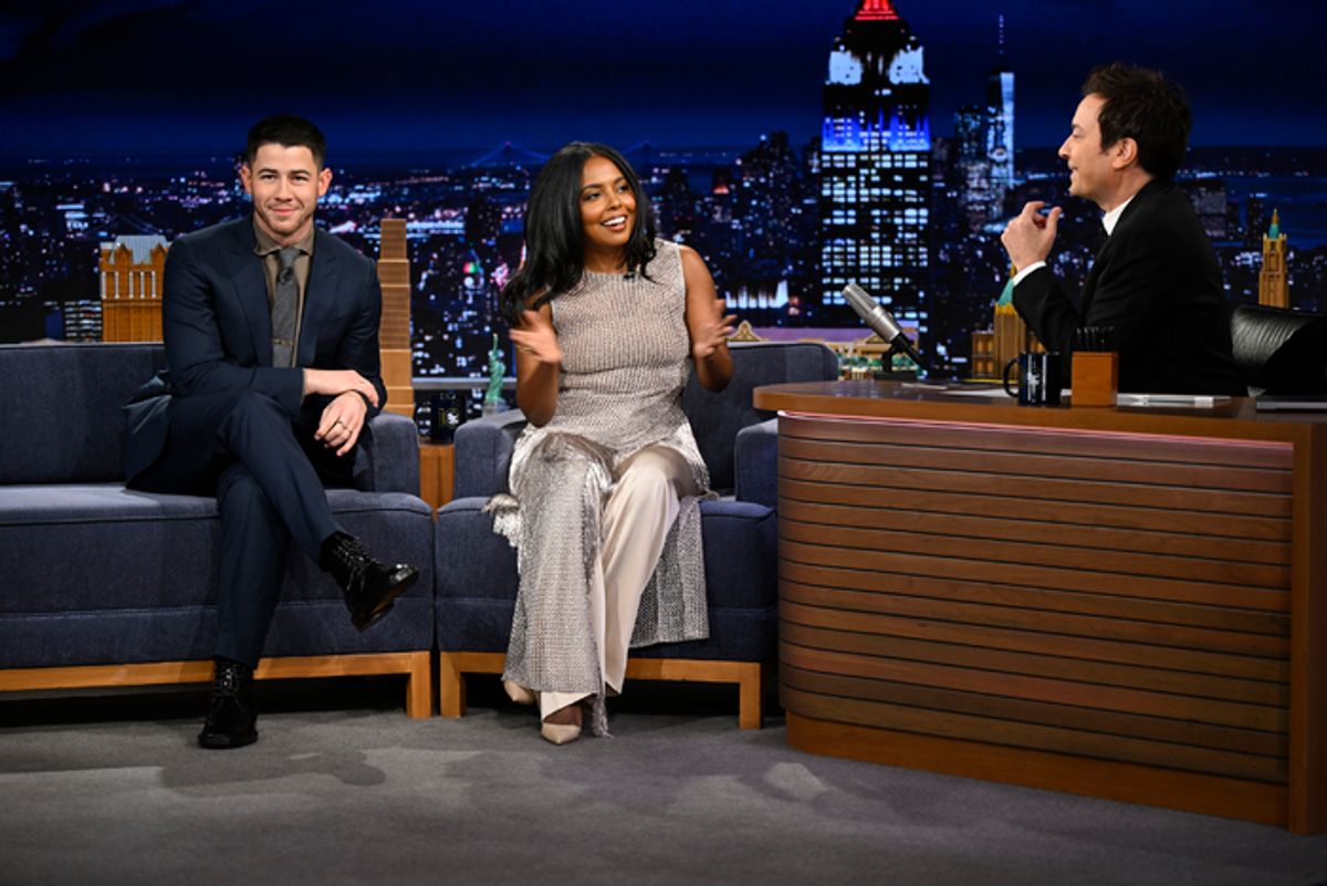 Jimmy Fallon, Adrienne Warren, Nick Jonas at 