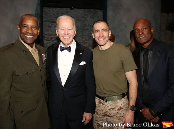Denzel Washington, President Joe Biden, Jake Gyllenhaal and Director Kenny Leon  Photo