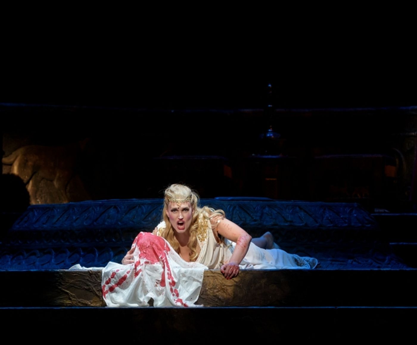 Bloody Salome in a White Gown With John's Head 