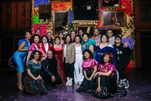 Gina Rodriguez and Lyrik Cruz with the cast of Real Women Have Curves Photo