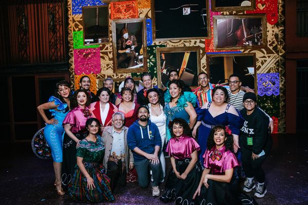 Lin-Manuel Miranda and Luis Miranda with the cast of Real Women Have Curves Photo