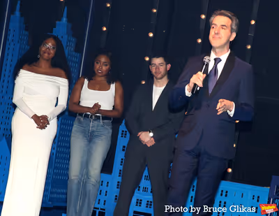 Director Whitney White, Adrienne Warren, Nick Jonas and Composer Jason Robert Brown Photo