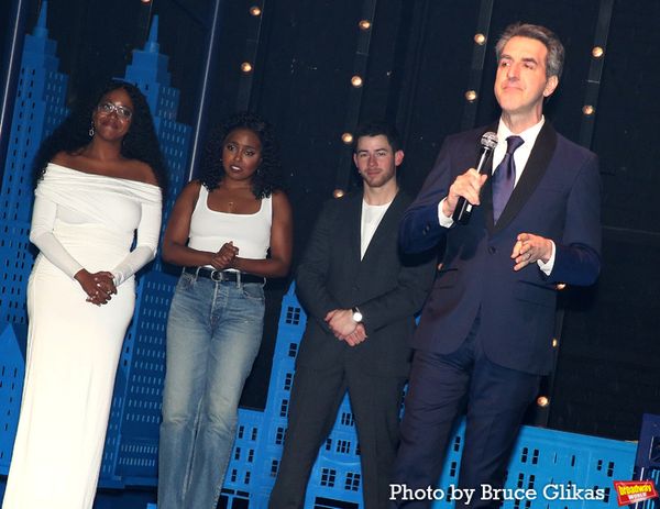 Director Whitney White, Adrienne Warren, Nick Jonas and Composer Jason Robert Brown Photo