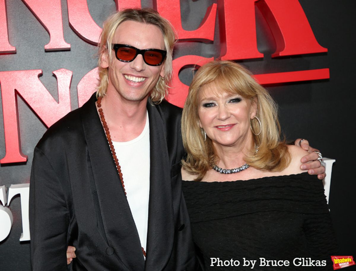 Jamie Campbell Bower and Sonia Friedman at 