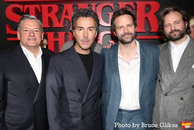 Ted Sarandos, Shawn Levy, Ross Duffer and Matt Duffer  Photo