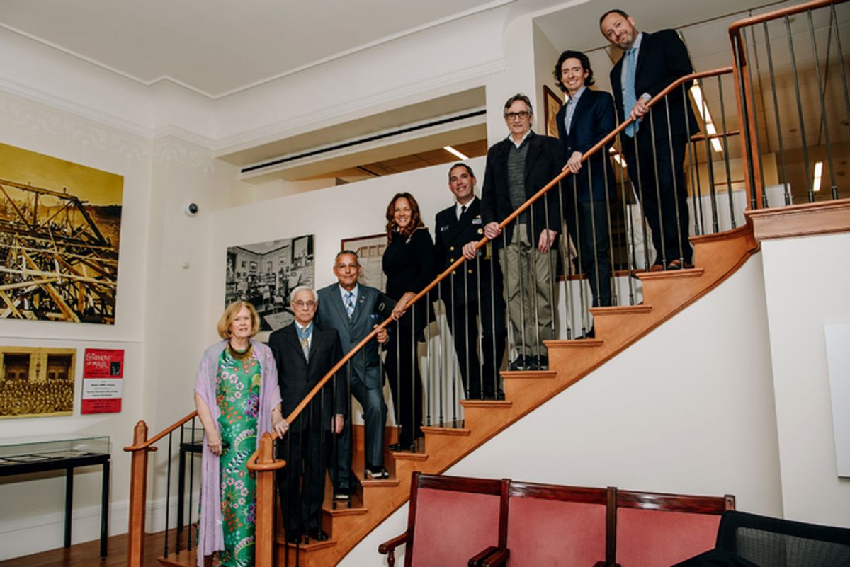 Cecilia Ross, Jack H. Jones, James Reece Europe III, Lt. Commander Jim Europe, Clifton Truman Daniel, Jackson Pynchon, and Edward Emmett at 