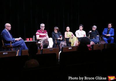 Moderator Richard Ridge, Director/Choreographer Jerry Mitchell, Lyricist Susan Birken Photo