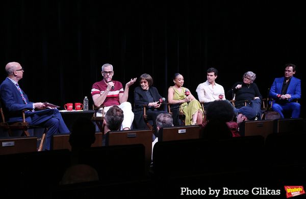 Moderator Richard Ridge, Director/Choreographer Jerry Mitchell, Lyricist Susan Birken Photo
