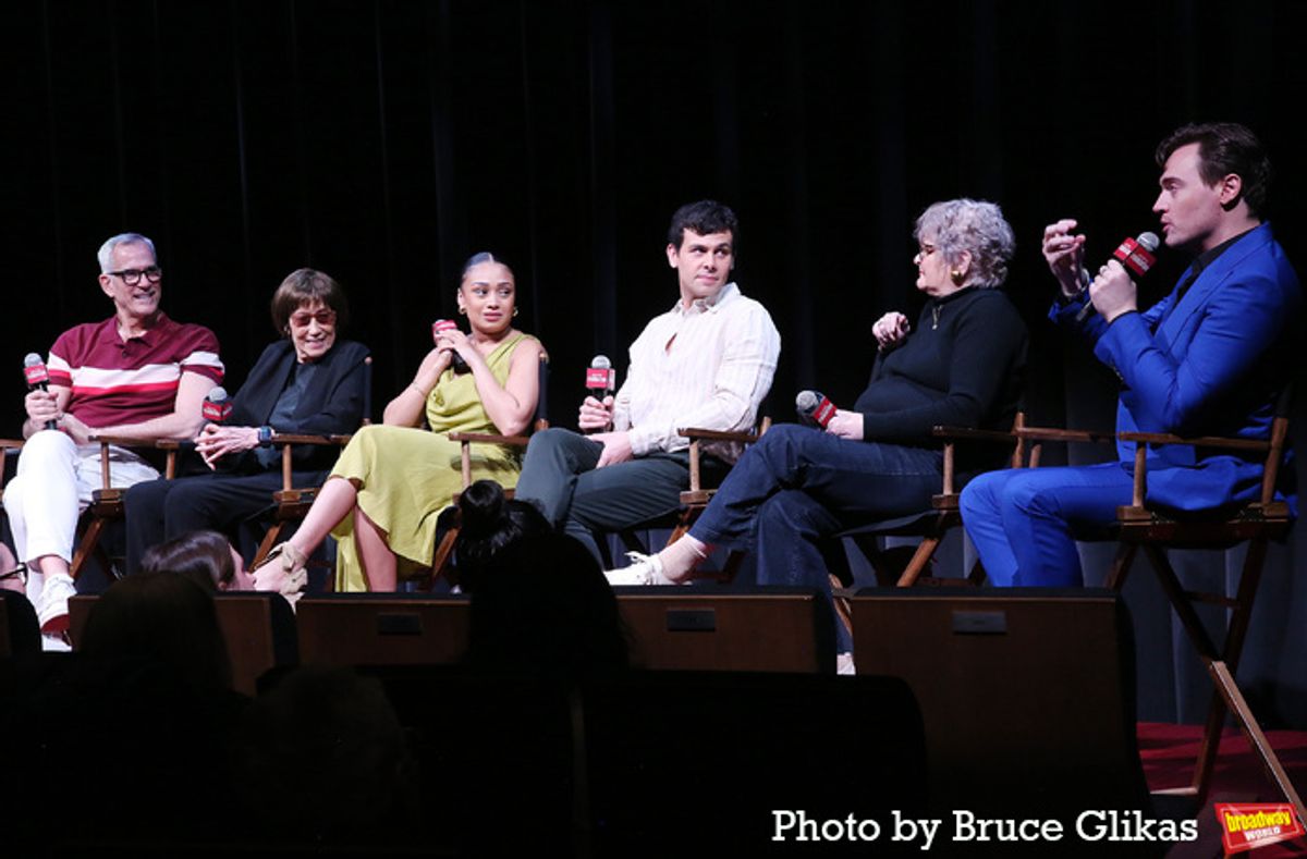 Director/Choreographer Jerry Mitchell, Lyricist Susan Birkenhead, Jasmine Amy Rogers, Ainsley Melham, Faith Prince and Erich Bergen at 