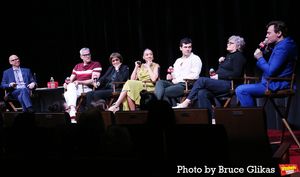 Moderator Richard Ridge, Director/Choreographer Jerry Mitchell, Lyricist Susan Birkenhead, Jasmine Amy Rogers, Ainsley Melham, Faith Prince and Erich Bergen @ BroadwayWorld Moderator Richard Ridge, Director/Choreographer Jerry Mitchell, Lyricist Susan Birken Photo