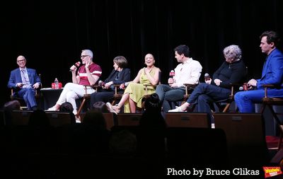 Moderator Richard Ridge, Director/Choreographer Jerry Mitchell, Lyricist Susan Birken Photo