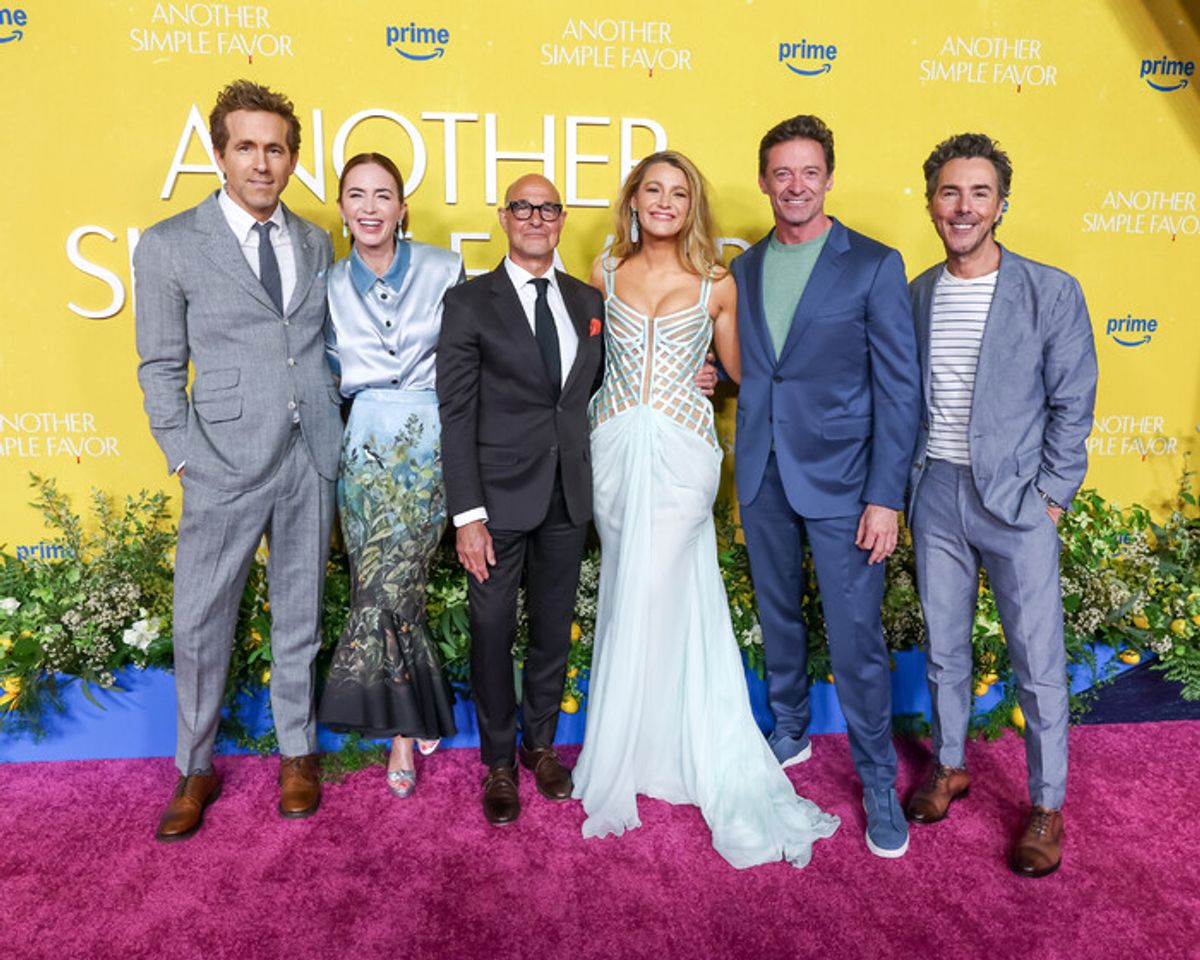 Ryan Reynolds, Emily Blunt, Stanley Tucci, Blake Lively, Hugh Jackman and Shawn Levy  at 
