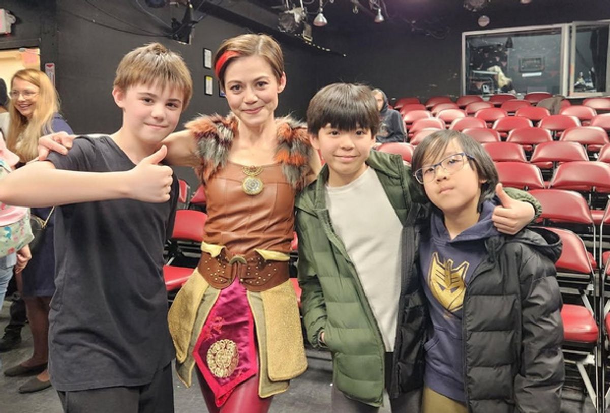 Jack Fadner and Kimbirdlee Fadner with young audience members   at 