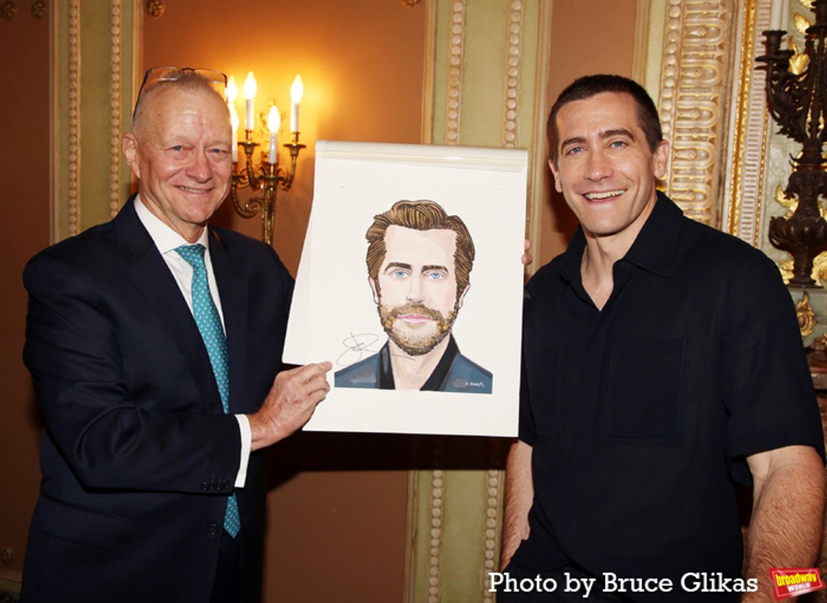 Sardi's General Manager/Owner Max Klimavicius and Jake Gyllenhaal  at 