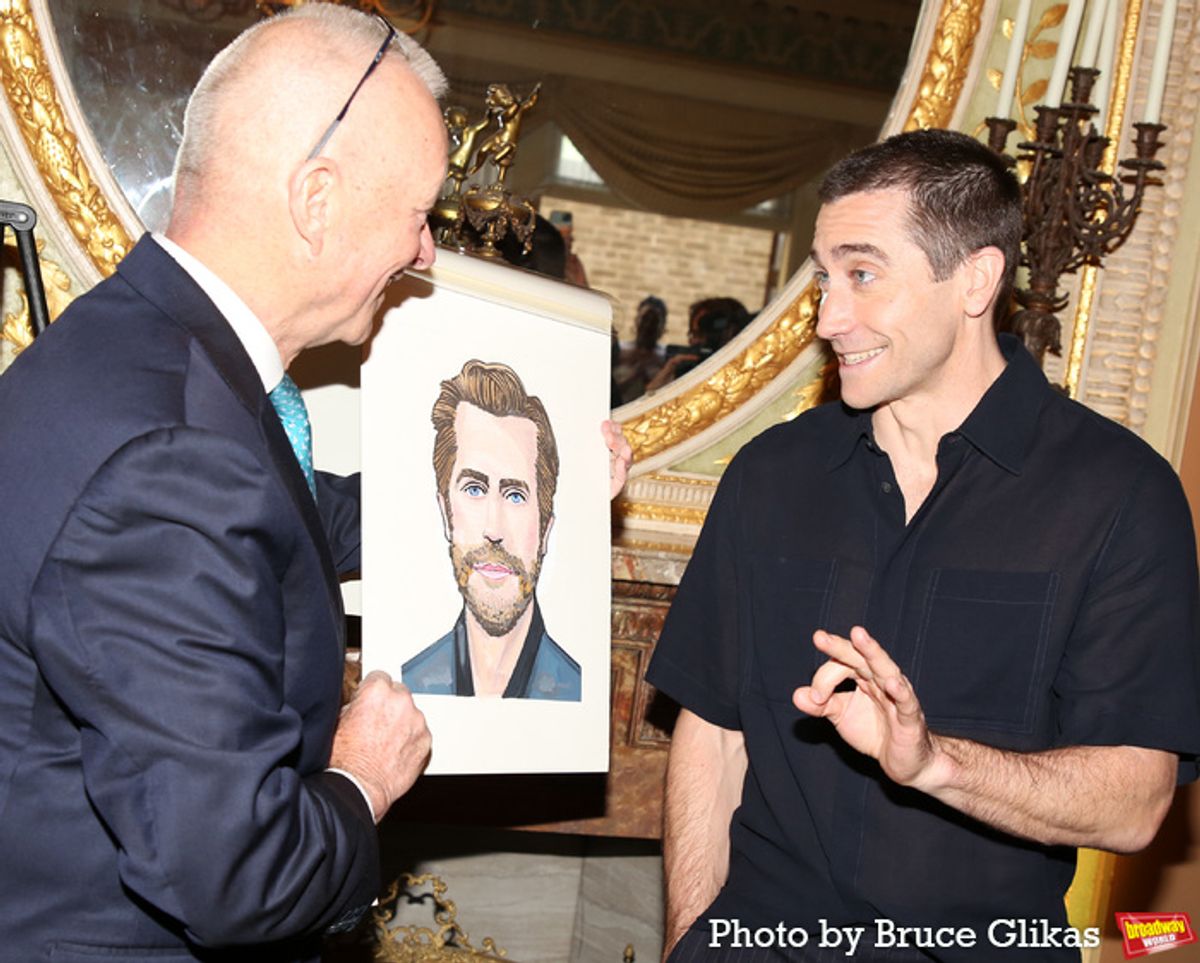 Sardi's General Manager/Owner Max Klimavicius and Jake Gyllenhaal  at 
