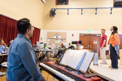 Members of the creative team with Sam Tutty and Christiani Pitts Photo