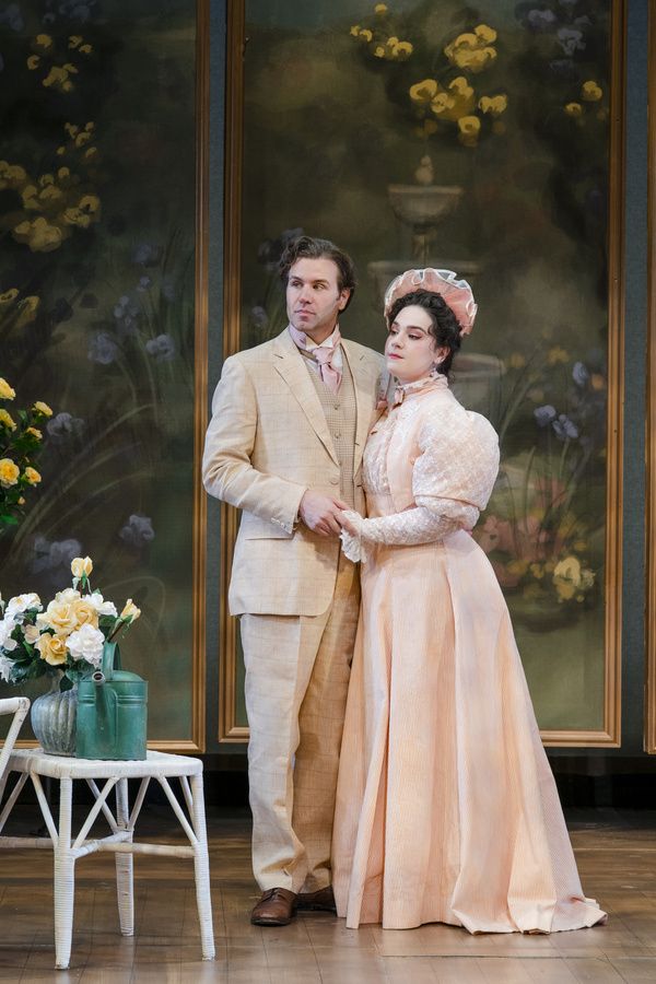 Carolyne Leys as Gwendolen Fairfax and Tug Rice as John ?Jack? Worthing. Photo by Ave Photo