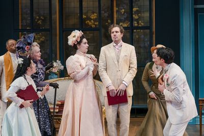 Alvin Keith as Reverend Chasuble, Joyce Meimei Zheng as Cecily Cardew, Marion Adler a Photo