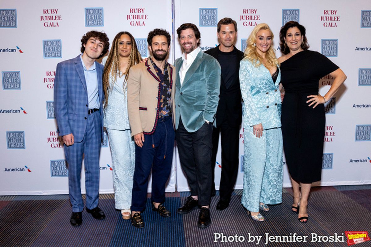 Anthony Rosenthal, Tracie Thoms, Brandon Uranowitz, Christian Borle, Andrew Rannells, Betsy Wolfe, Stephanie J. Block at 