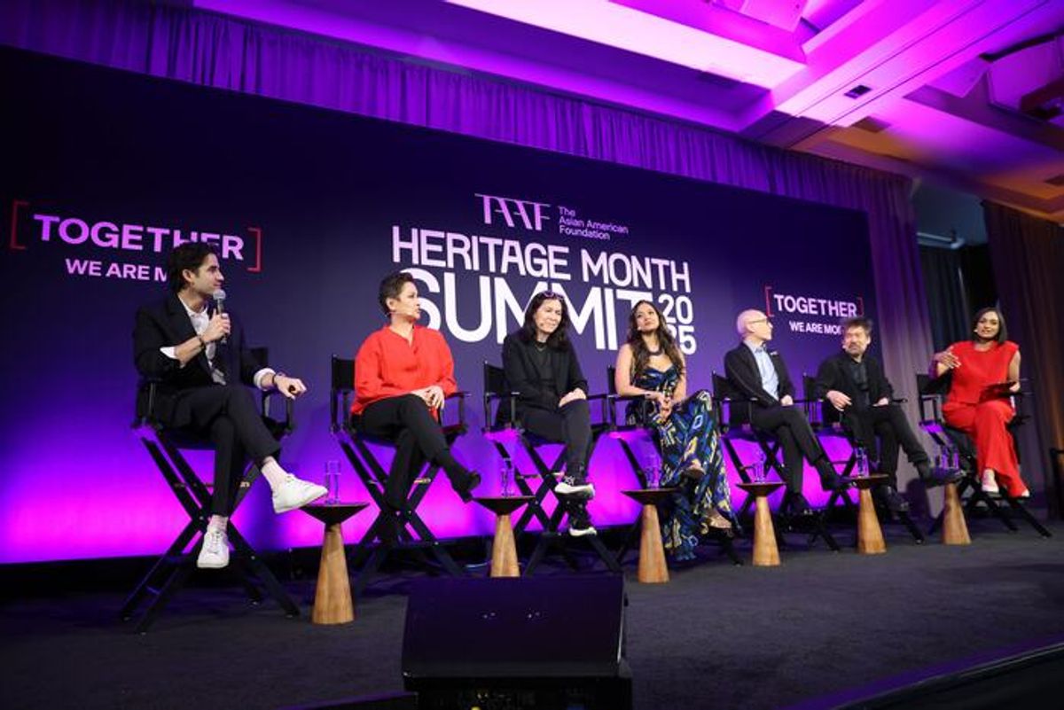 Darren Criss, Lea Salonga, Diane Paulus, Shoba Narayan, Francis Jue, David Henry Hwang, and Shanelle Kaul  at 