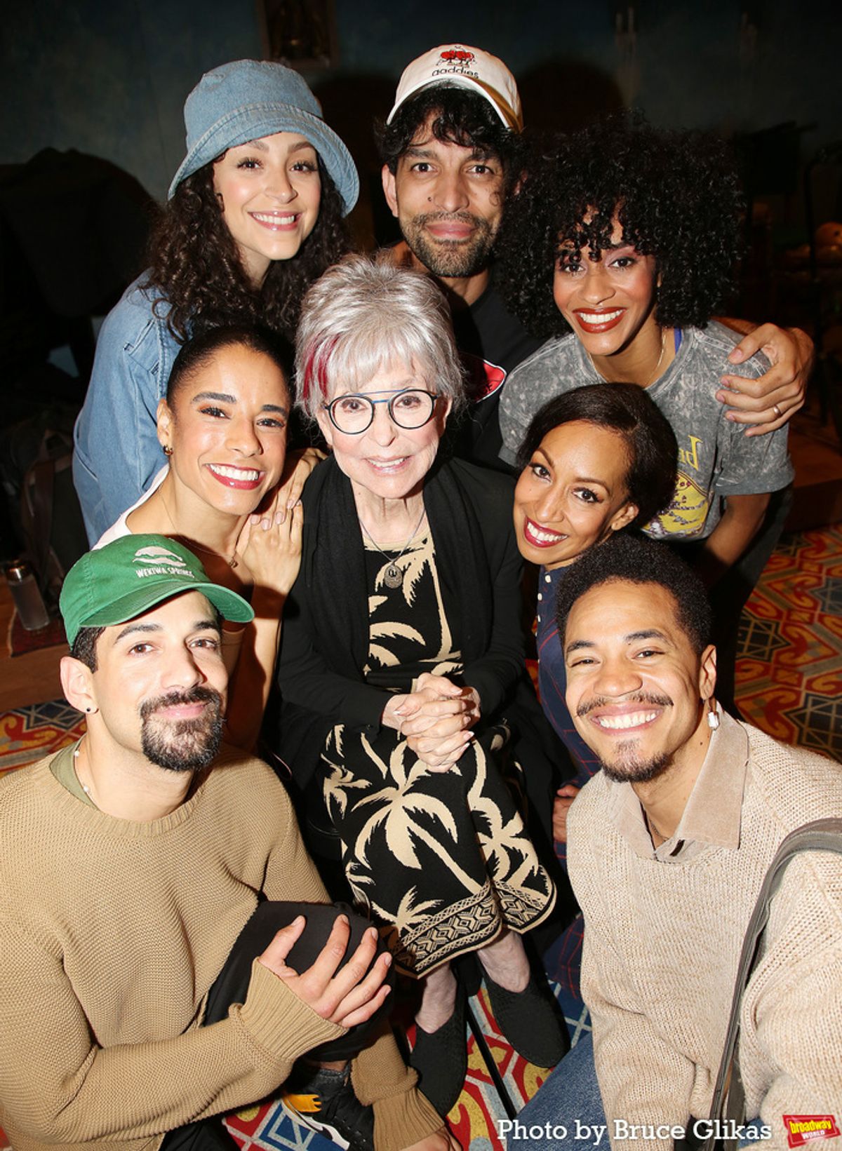 Rita Moreno with dancers Tanairi Vasquez, Carlos E Gonzalez, Angélica Beliard, Marley’s Molina, Carlos Falú, Hector Juan Maisonet, Ilda Mason  at 