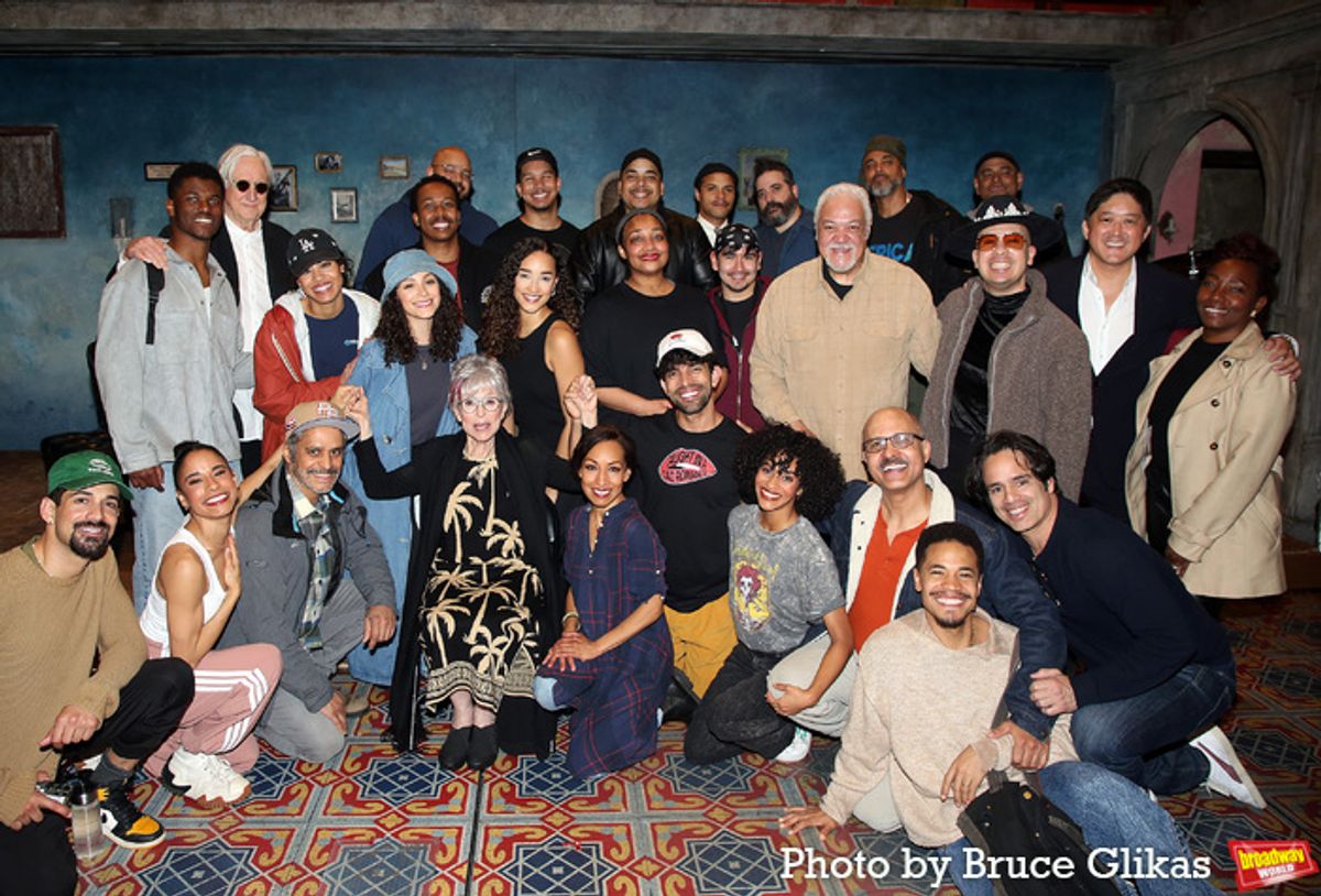 T-Bone Burnett and Rita Moreno pose with The Company of 'Buena Vista Social Club' at 