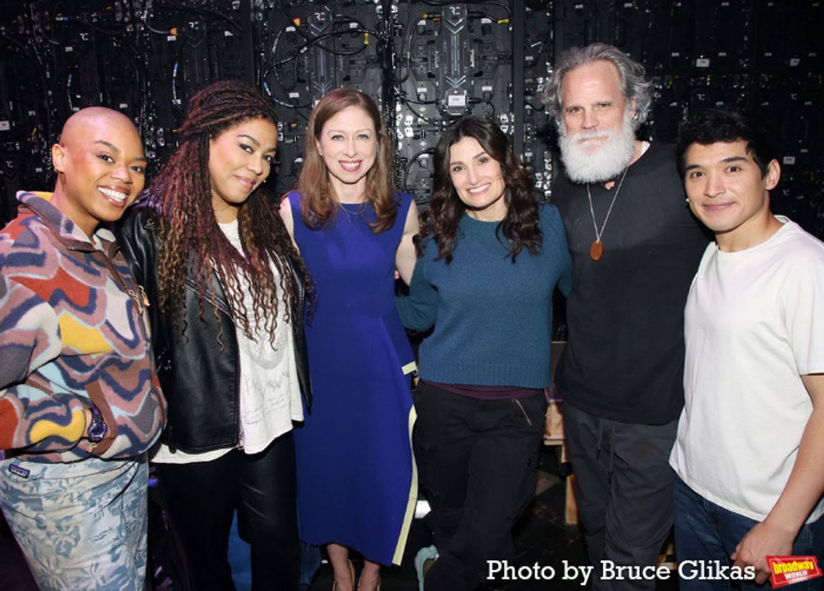 Khaila Wilcoxon, De'Adre Aziza, Dr. Chelsea Clinton, Idina Menzel, Michael Park, Zachary Noah Piser at 