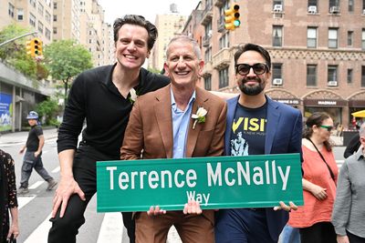 Jonathan Groff, Tom Kirdahy and Lin-Manuel Miranda Photo