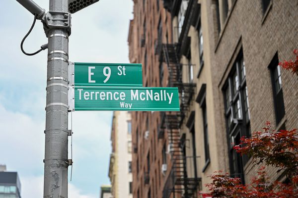 The “TERRENCE McNALLY WAY” street sign  Photo
