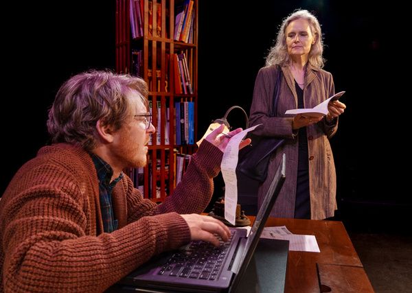 Chase McCloud and Joan Mathieu in Grant James Varjas? BOOKSTORE. Photo by Bob Sacha. Photo