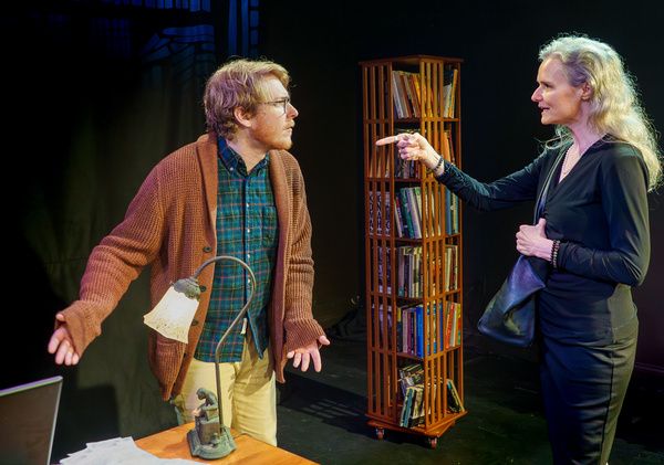 Chase McCloud and Joan Mathieu in Grant James Varjas? BOOKSTORE. Photo by Bob Sacha. Photo