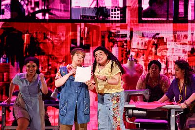 Florencia Cuenca-Vox and the cast of “Real Women have Curves”  Photo