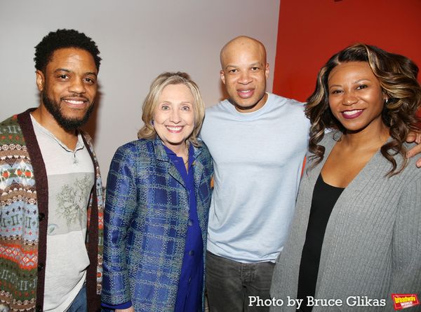 Jon Michael Hill, Hillary Clinton, Glenn Davis and Alana Arenas  Photo
