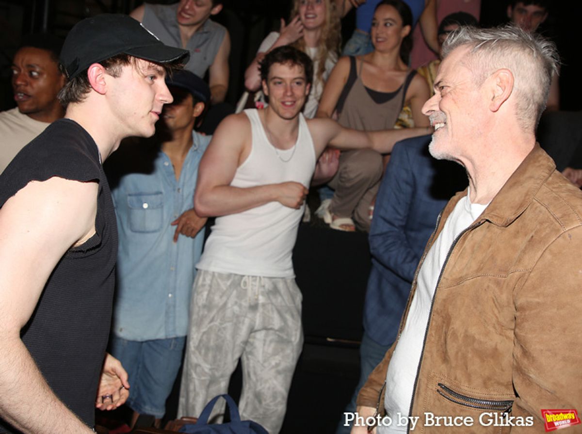 C. Thomas Howell chats with Brody Grant and the cast backstage at 'The Outsiders: The Musical' at 