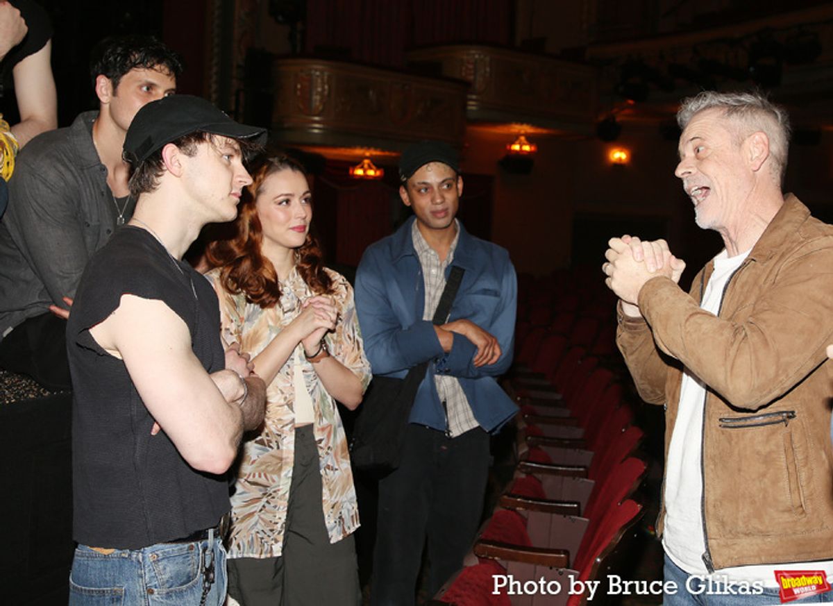 C. Thomas Howell chats with Brody Grant and the cast backstage at 'The Outsiders: The Musical' at 
