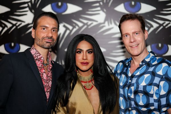 From the left: PRODUCER TOMMASO CARTIA with CHETAN RAO & DIRECTOR DAVID JAMES PARR. P Photo