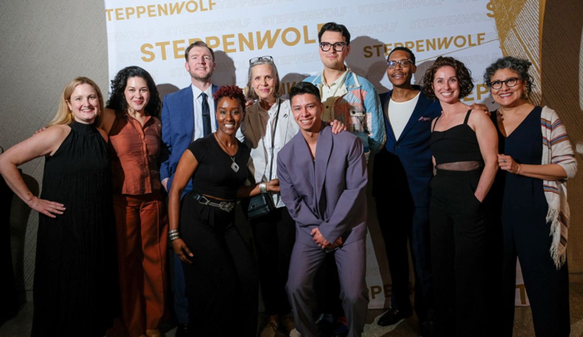 Executive Director Brooke Flanagan, Sadieh Rifai, ensemble members Cliff Chamberlain,  Celeste M. Cooper and Amy Morton, Jordan Arredondo, Playwright Noah Diaz, ensemble member Namir Smallwood, Director/Artistic Director Audrey Francis and ensemble member Sandra Marquez  at 