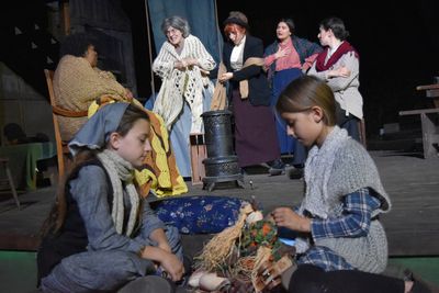 Foreground: Aralyn Wilson, Georgiana Swanson  Background: Earnestine Phillips, Susan  Photo