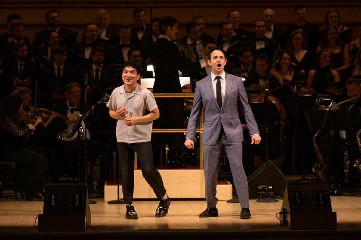 Zachary Noah Piser and Santino Fontana sing “Put on Your Sunday Clothes”
 at 