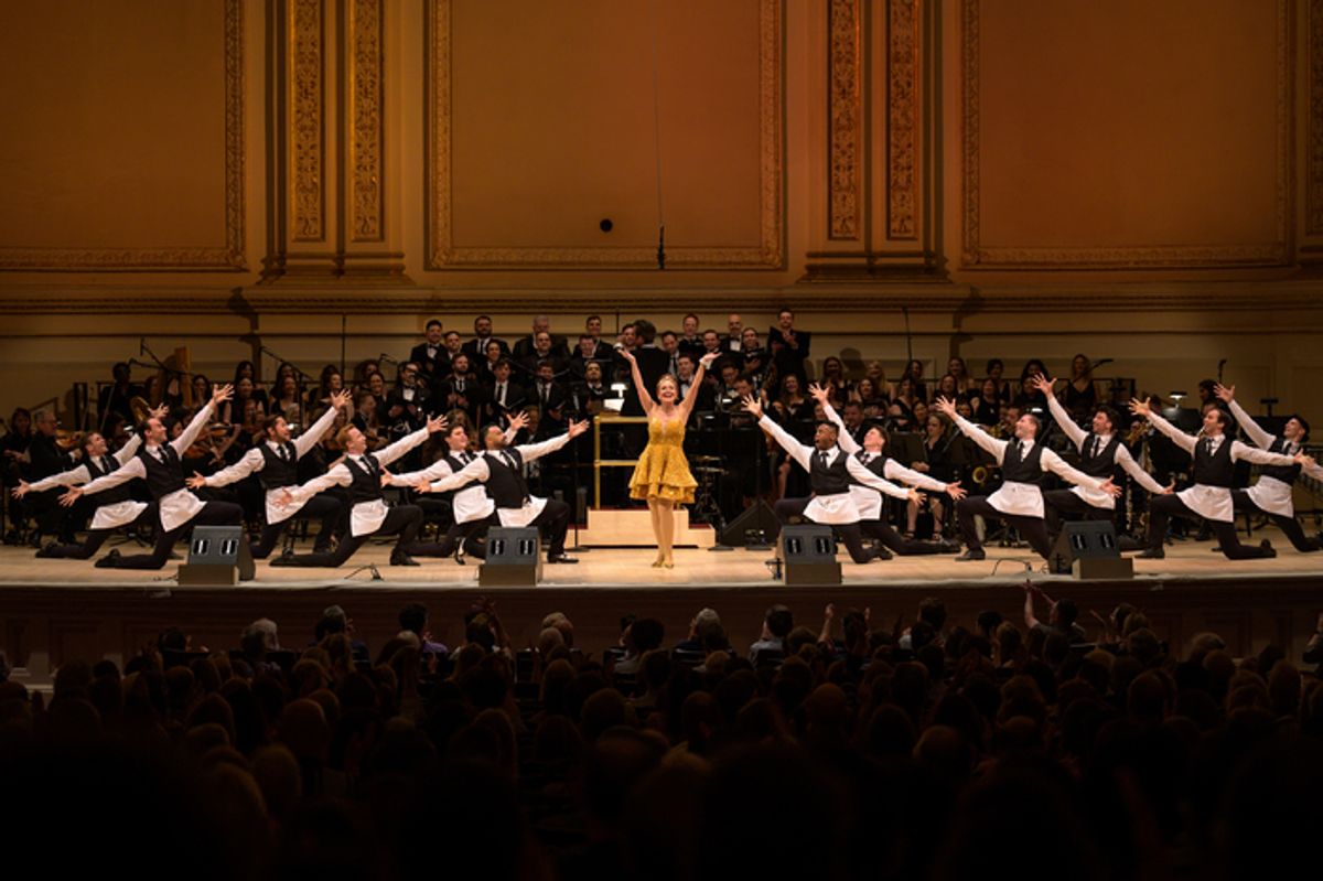 Jennifer Simard sings “Hello, Dolly!” with the men of the Hello, Dolly! Dance Ensemble (Mike Baerga, Tyler Johnson-Campion, Jake Corcoran, TJ Kubler, Greg Liles, Nick Nazzaro, Andrew Nelin, Tanner Pflueger, Tyler Sparacio, Michael Anthony Sylvester, Matthew Varvar, Matt Wiercinski)
 at 