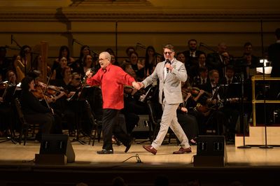 Lee Roy Reams and Christopher Sieber sing the “Finale Ultimo”
 Photo