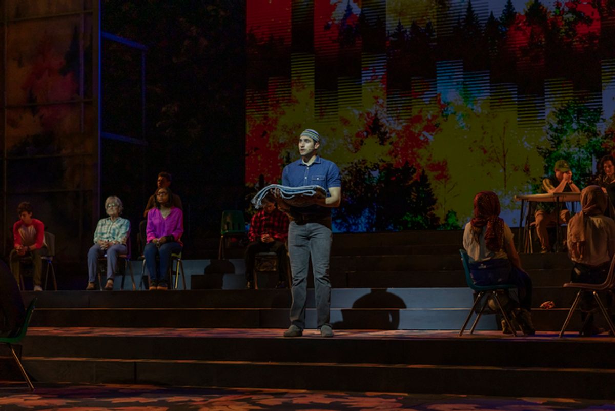 Trey DeLuna and the company of Come From Away Photo by The Muny | Emily Santel Phillip Hamer at 