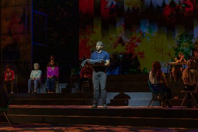 Trey DeLuna and the company of Come From Away Photo by The Muny | Emily Santel Philli Photo